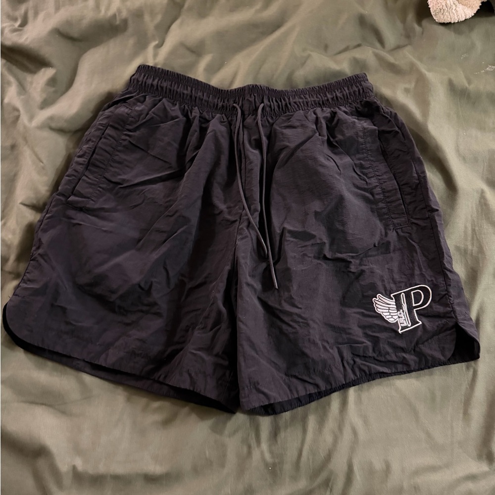 Inaka Power Black Men's Athletic Shorts with Winged P Patch